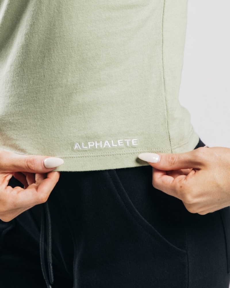 Alphalete Heavy Puuvilla Cutoff Naisten Hihaton Paita Matcha | WBGOV-7193