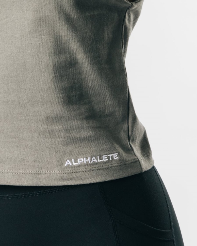 Alphalete Heavy Puuvilla Cutoff Naisten Hihaton Paita Concrete | RMUKQ-8245