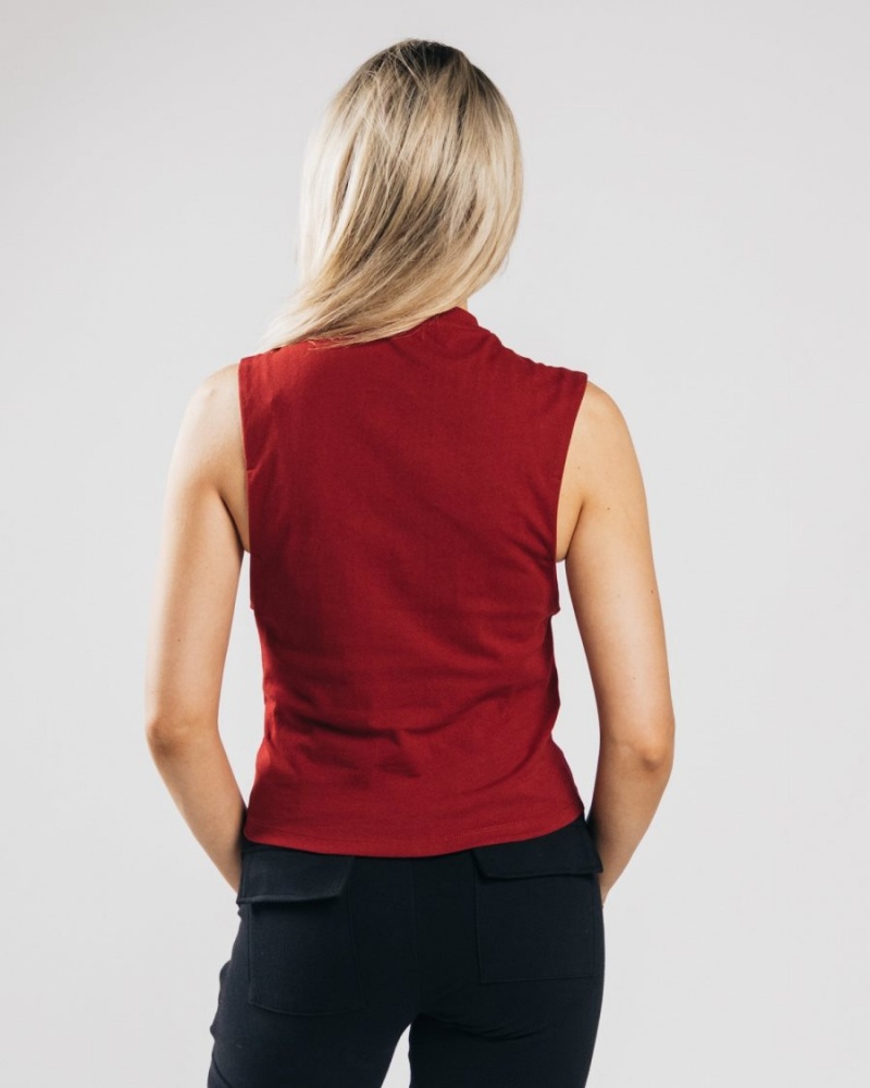 Alphalete Heavy Puuvilla Cutoff Naisten Hihaton Paita Cranberry | WJGAE-7015