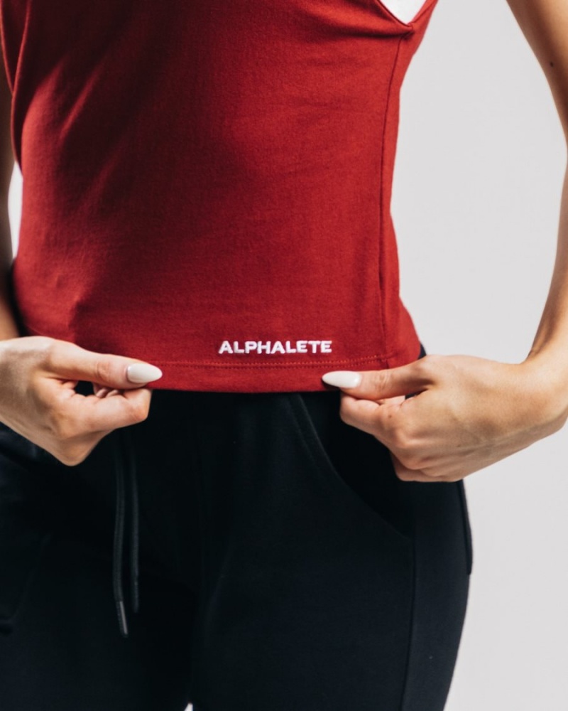 Alphalete Heavy Puuvilla Cutoff Naisten Hihaton Paita Cranberry | WJGAE-7015