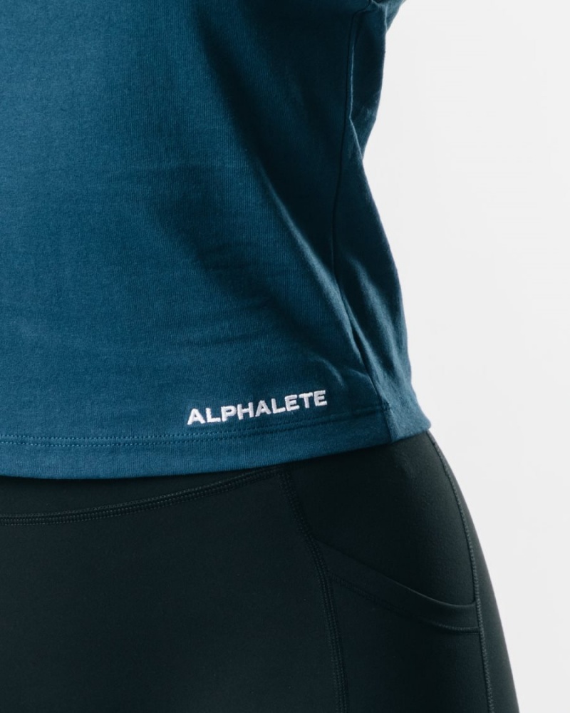 Alphalete Heavy Puuvilla Cutoff Naisten Hihaton Paita Laivastonsininen | XGTEA-9054