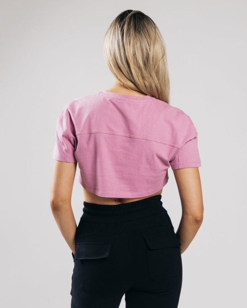 Alphalete Heavy Puuvilla Dropped Shoulder Crop Naisten Paidat Pinkki | YLESF-1925