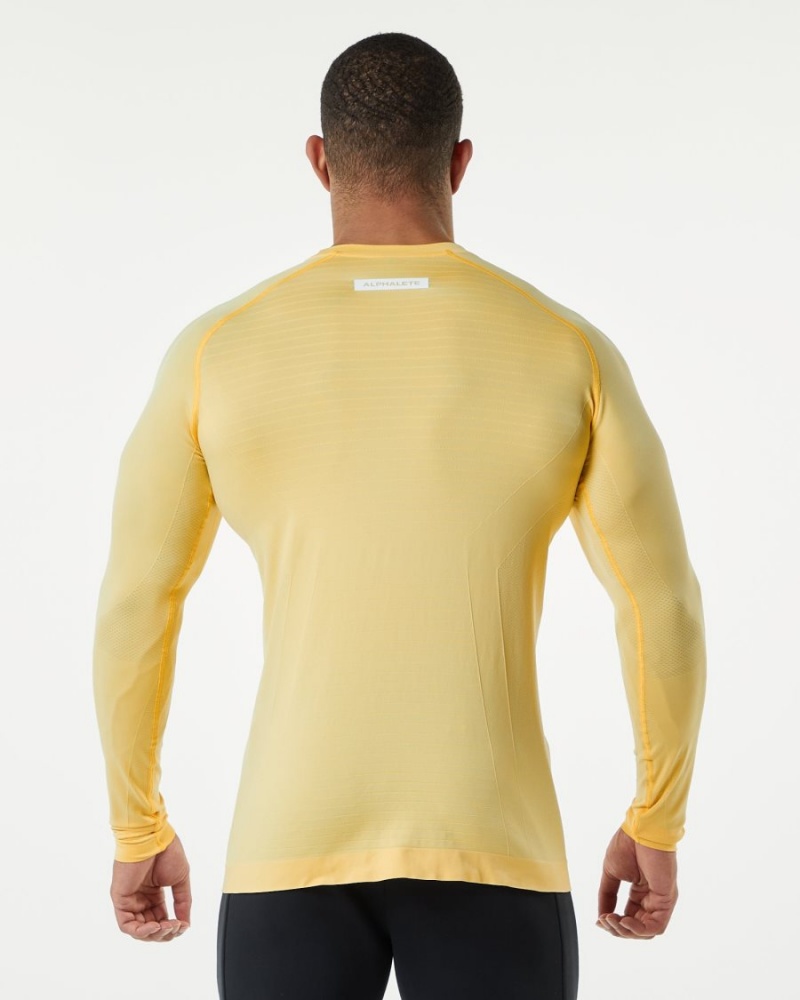 Alphalete Hero Long Sleeve Tee Miesten Paidat Faded Honey | DHIPA-3258