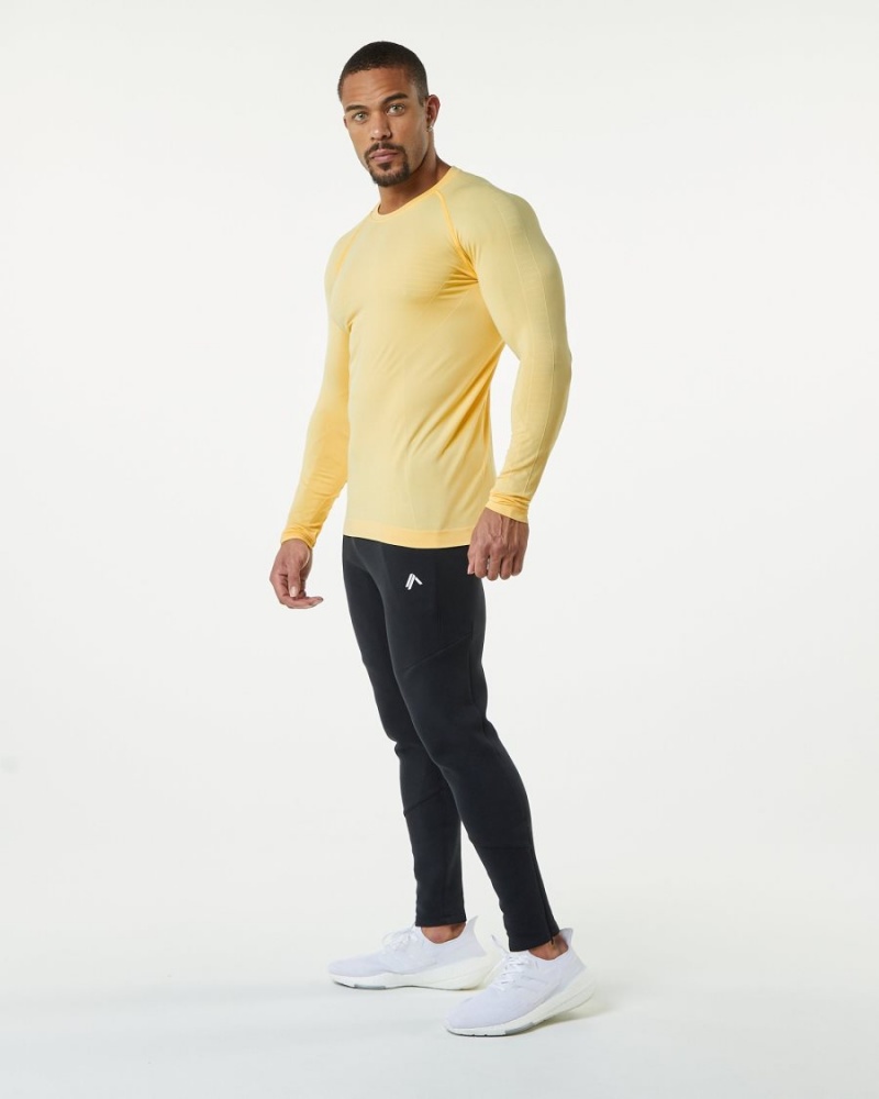 Alphalete Hero Long Sleeve Tee Miesten Paidat Faded Honey | DHIPA-3258