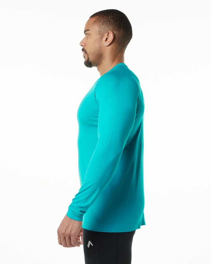 Alphalete Hero Long Sleeve Tee Miesten Paidat Ocean | WDMSV-3062