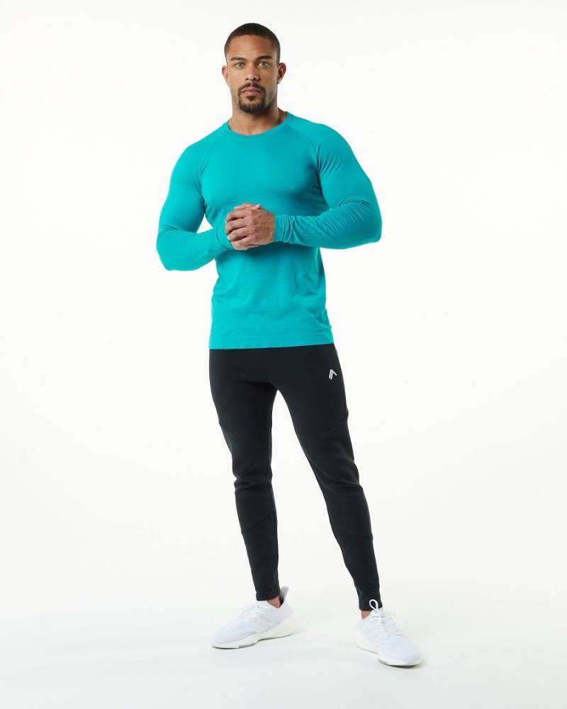 Alphalete Hero Long Sleeve Tee Miesten Paidat Ocean | WDMSV-3062