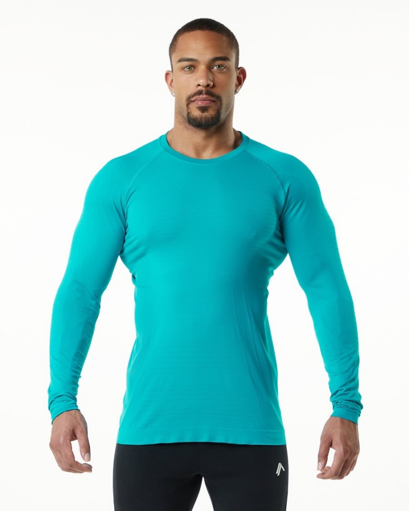 Alphalete Hero Long Sleeve Tee Miesten Paidat Ocean | WDMSV-3062