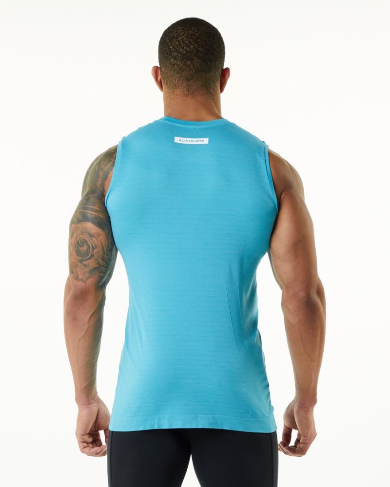 Alphalete Hero Tank Miesten Hihaton Paita Faded Ocean | XLPNQ-6750