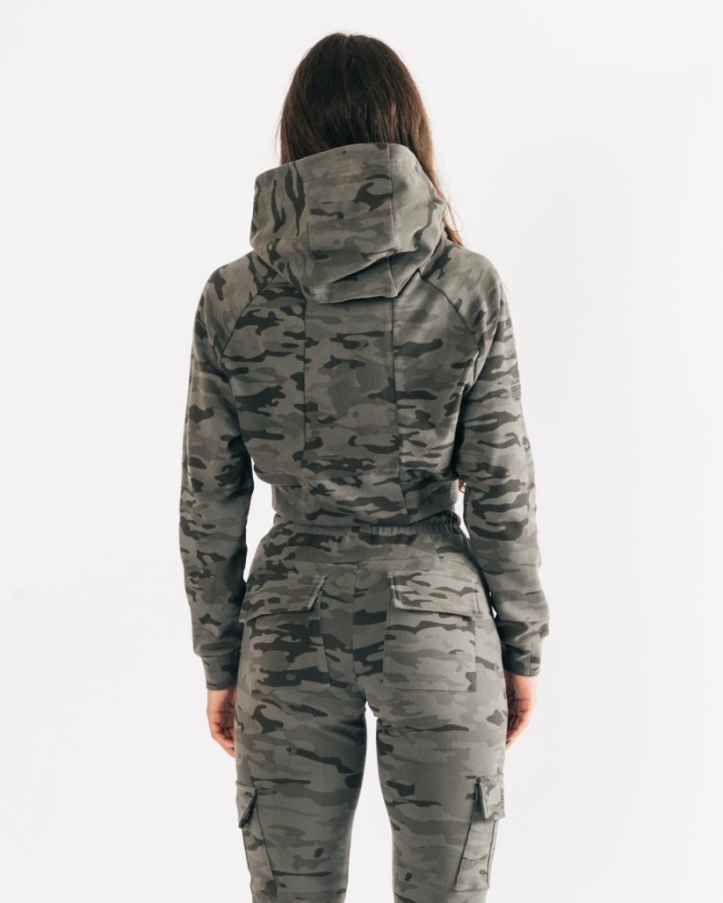 Alphalete Identity Pro Crop Hoodie Naisten Huppari Camo | JXSGQ-5602