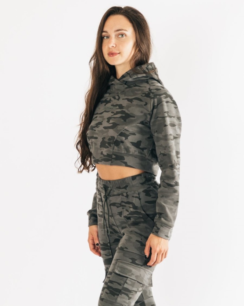 Alphalete Identity Pro Crop Hoodie Naisten Huppari Camo | JXSGQ-5602