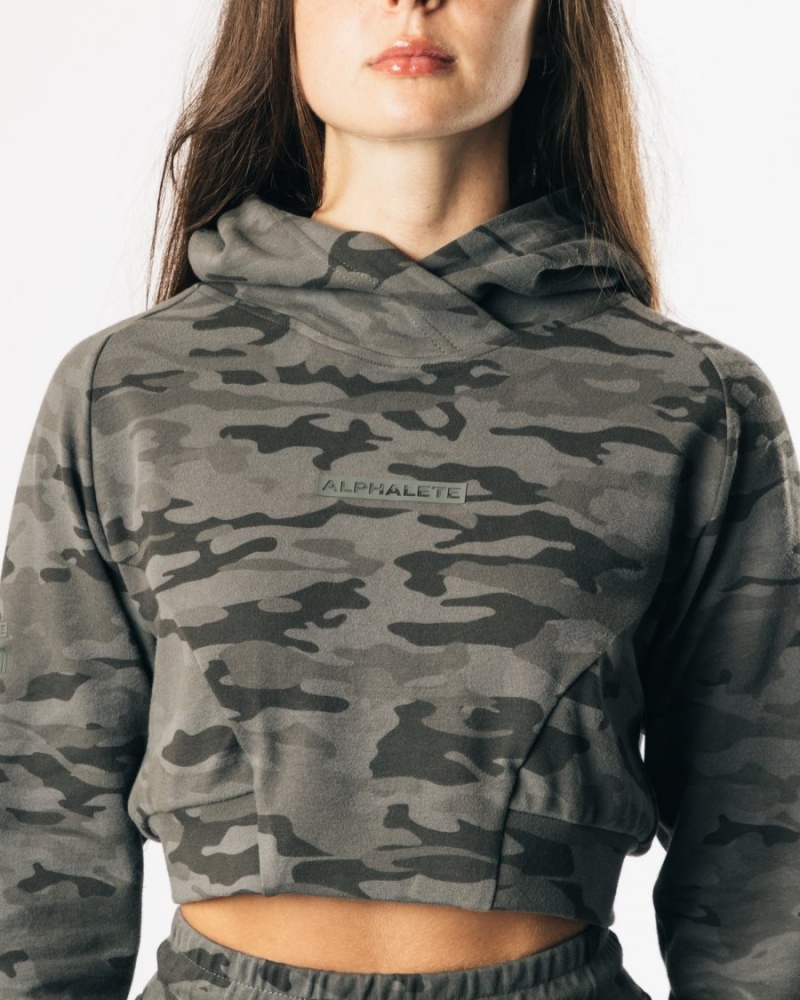 Alphalete Identity Pro Crop Hoodie Naisten Huppari Camo | JXSGQ-5602