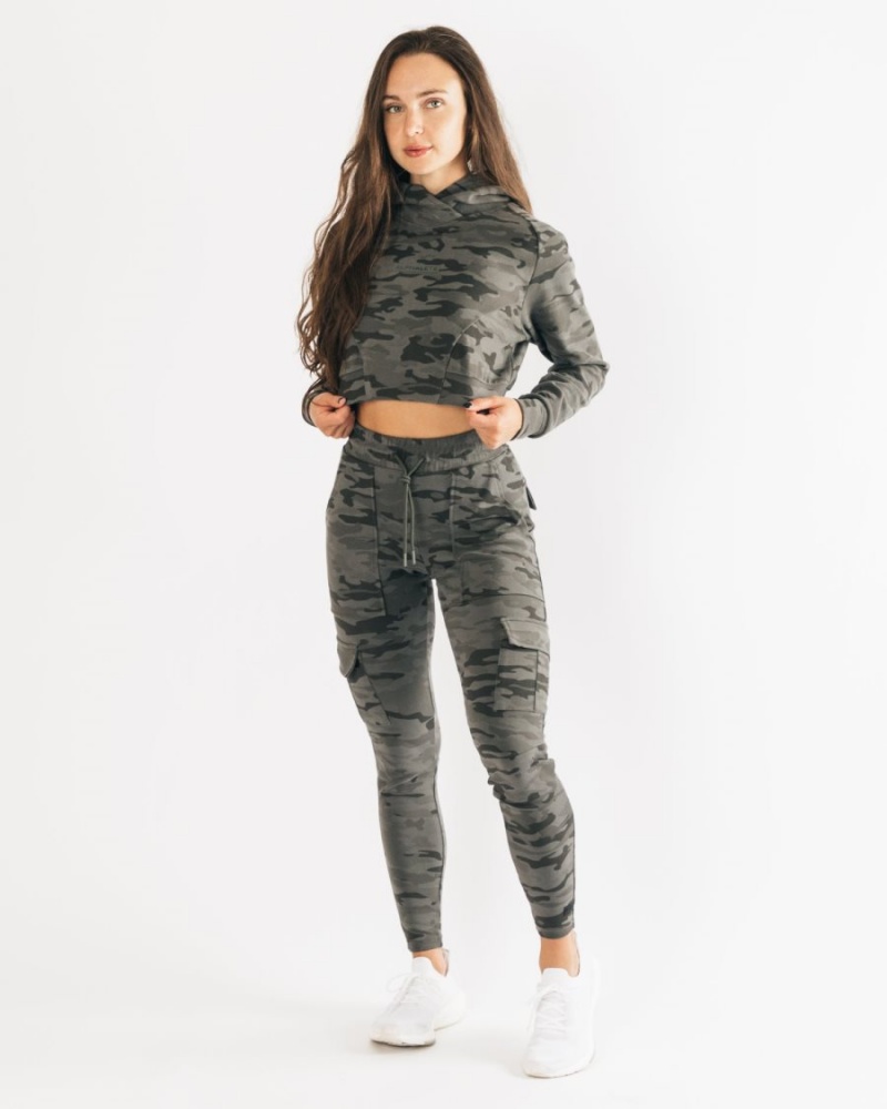 Alphalete Identity Pro Crop Hoodie Naisten Huppari Camo | JXSGQ-5602