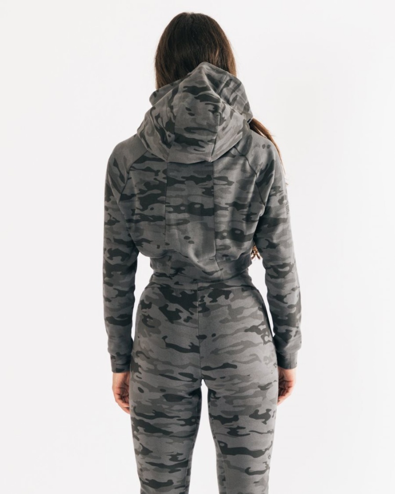 Alphalete Identity Pro Crop Hoodie Naisten Huppari Camo | OLESX-1782