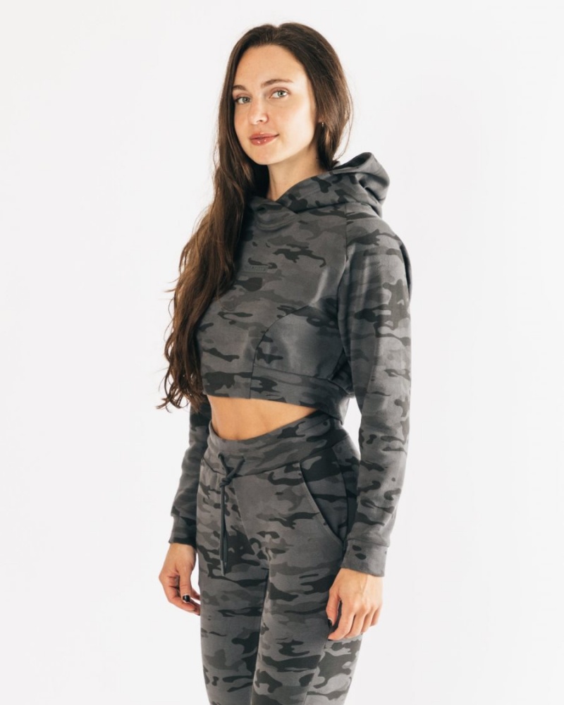 Alphalete Identity Pro Crop Hoodie Naisten Huppari Camo | OLESX-1782