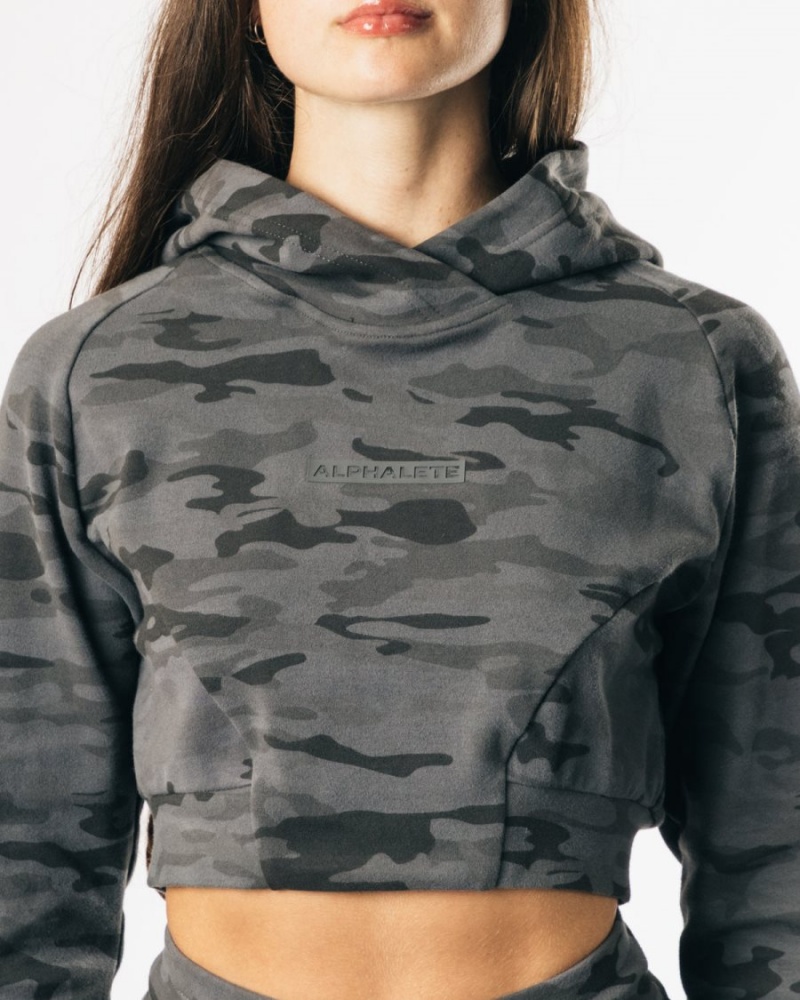 Alphalete Identity Pro Crop Hoodie Naisten Huppari Camo | OLESX-1782