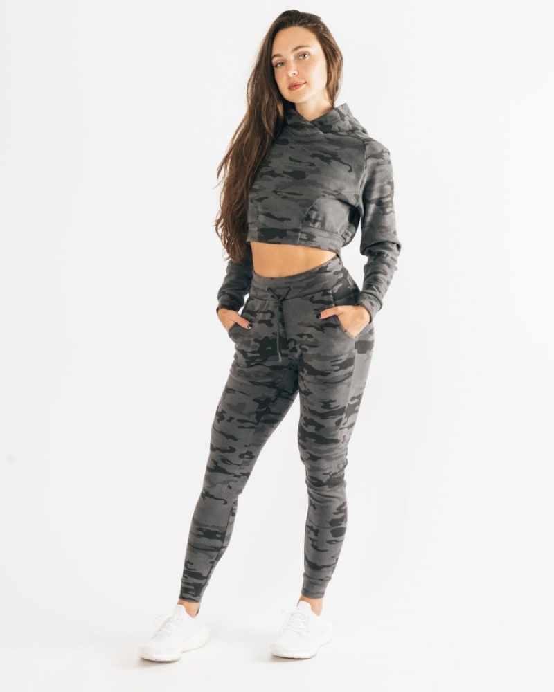 Alphalete Identity Pro Crop Hoodie Naisten Huppari Camo | OLESX-1782