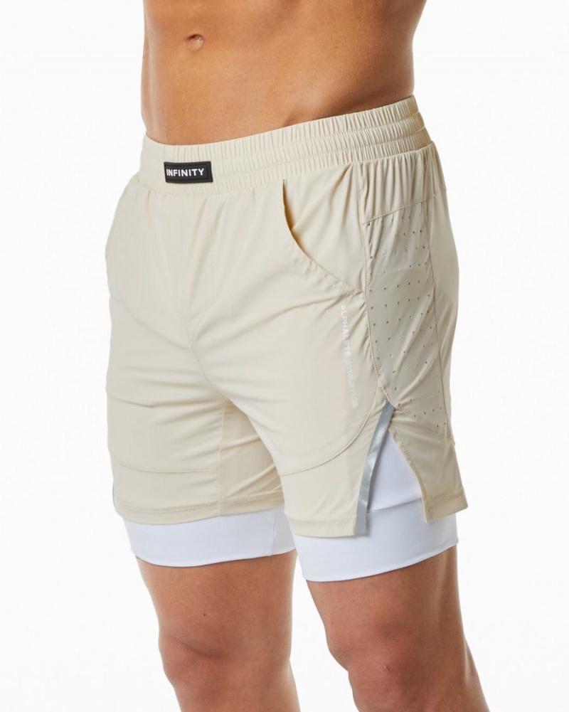 Alphalete Infinity Speed Lyhyt 5.5" Miesten Shortsit Vanilla | TLOYP-0689