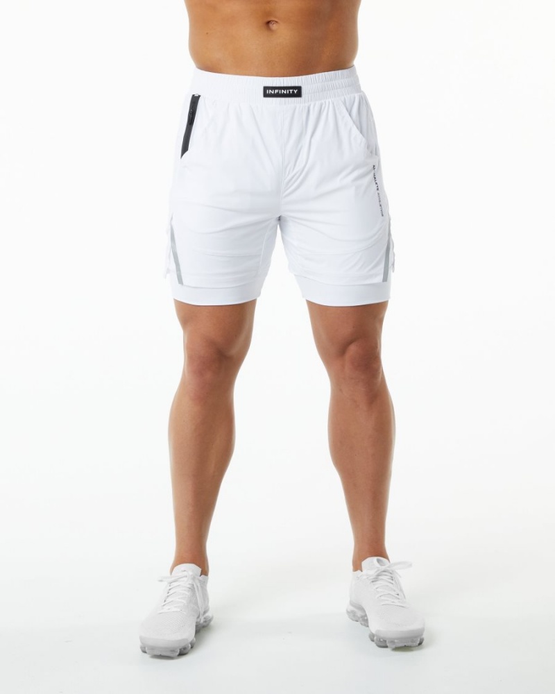 Alphalete Infinity Speed Lyhyt 5.5" Miesten Shortsit Valkoinen | DYKNA-4369