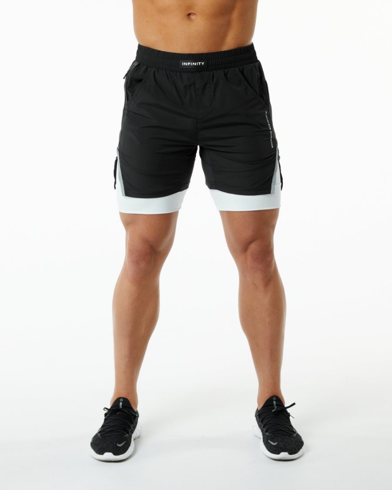 Alphalete Infinity Speed Lyhyt 5.5" Miesten Shortsit Mustat Valkoinen | PEQAH-5718