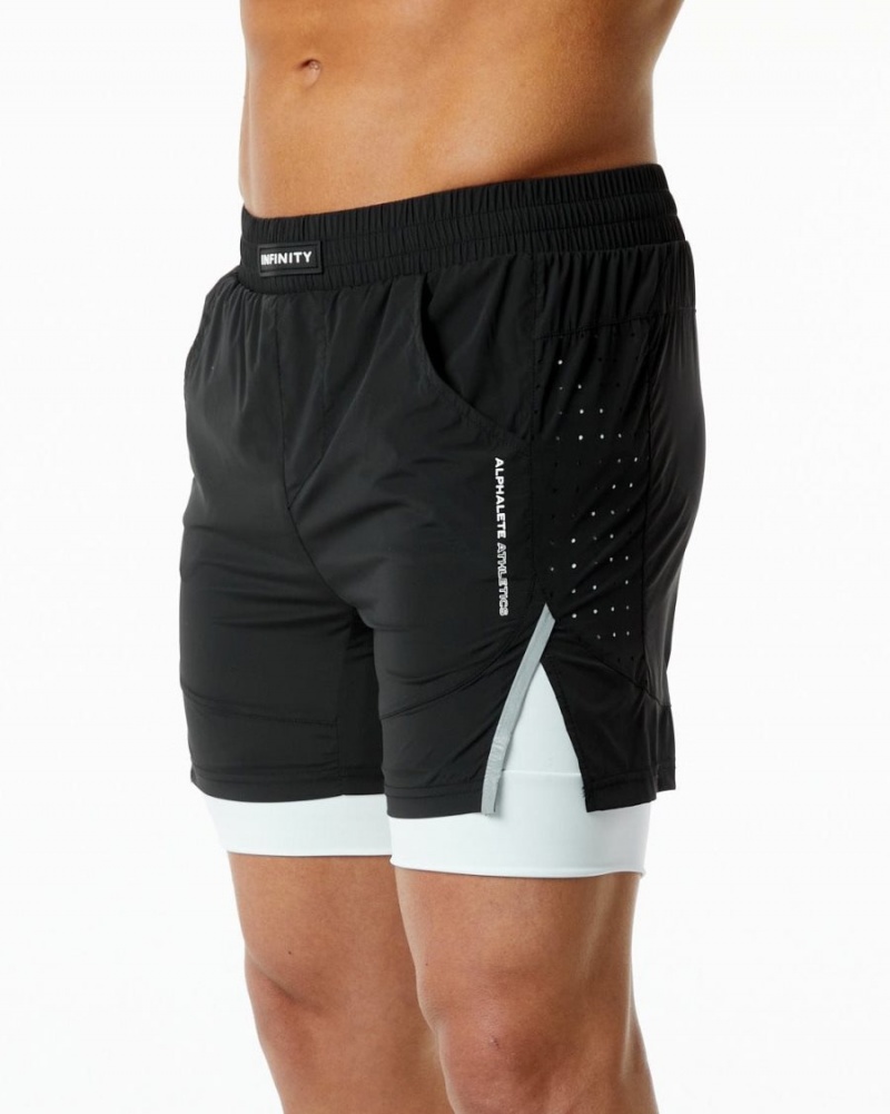 Alphalete Infinity Speed Lyhyt 5.5" Miesten Shortsit Mustat Valkoinen | PEQAH-5718