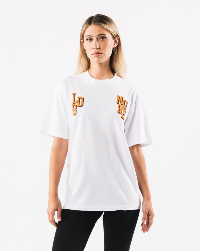 Alphalete LDB More Letter Tee Miesten Paidat Valkoinen | EMHGO-2539