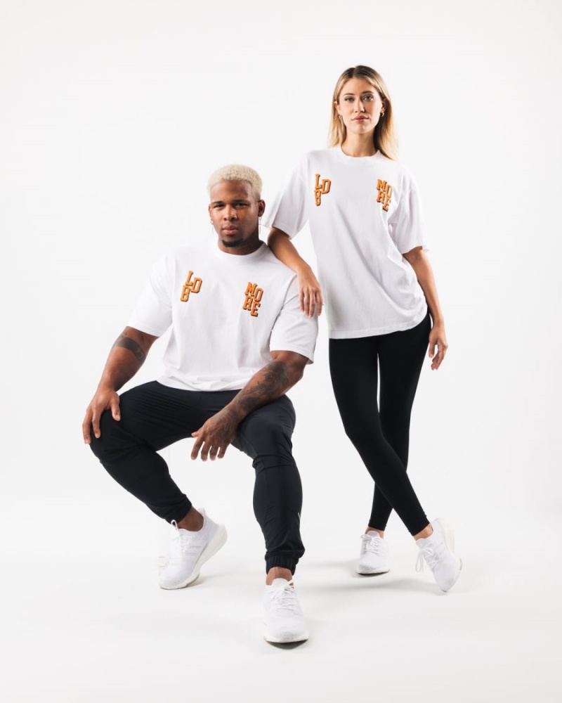 Alphalete LDB More Letter Tee Miesten Paidat Valkoinen | EMHGO-2539