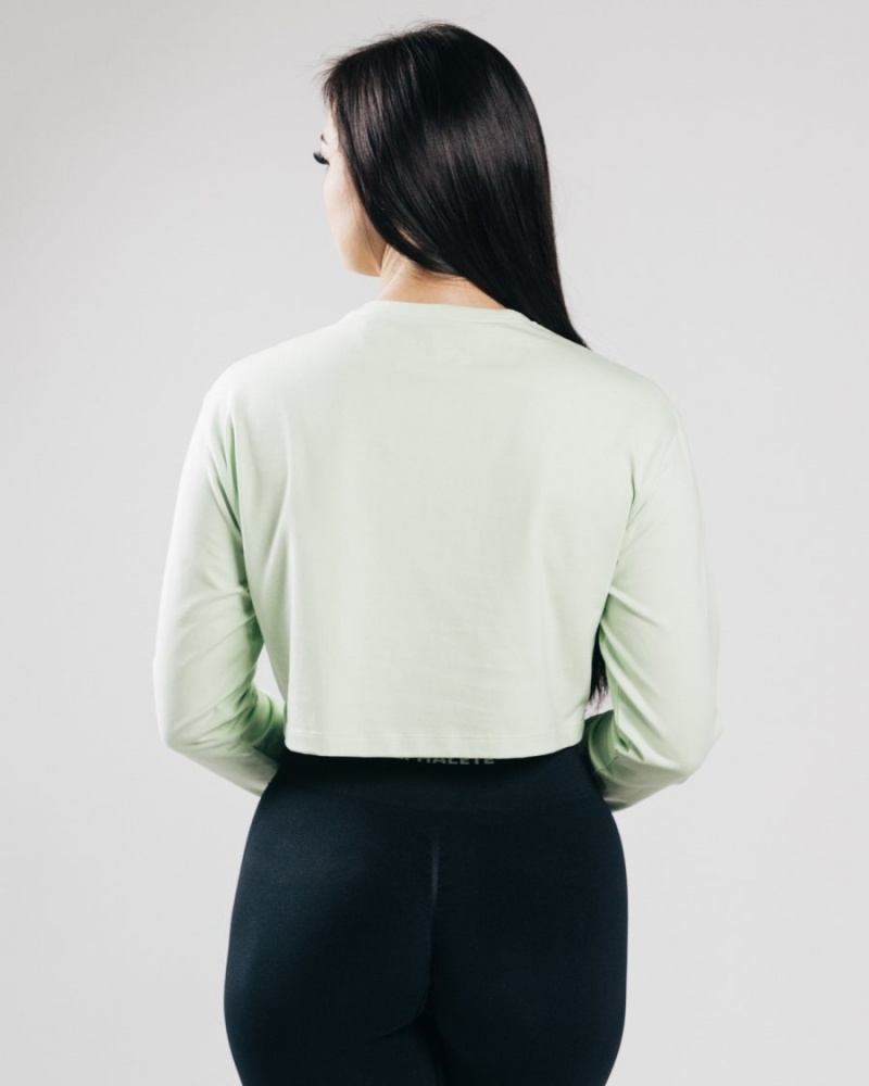 Alphalete Outlined Long Sleeve Crop Naisten Pitkähihainen Frozen Spring | WOPHV-0758