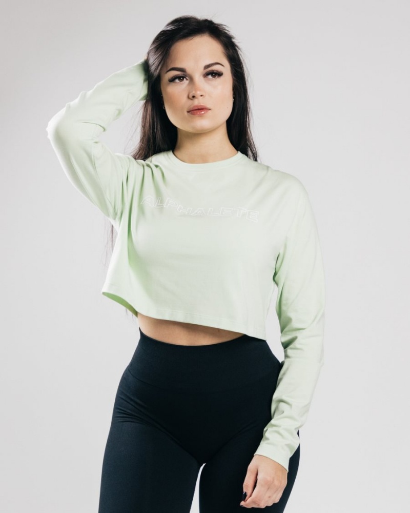 Alphalete Outlined Long Sleeve Crop Naisten Pitkähihainen Frozen Spring | WOPHV-0758