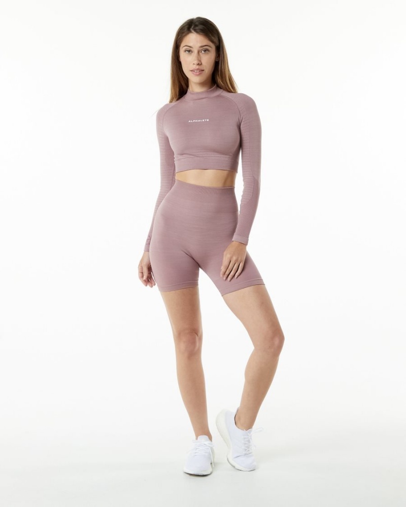 Alphalete Ozone High Neck LS Crop Naisten Pitkähihainen Mauve | IVFOG-2730