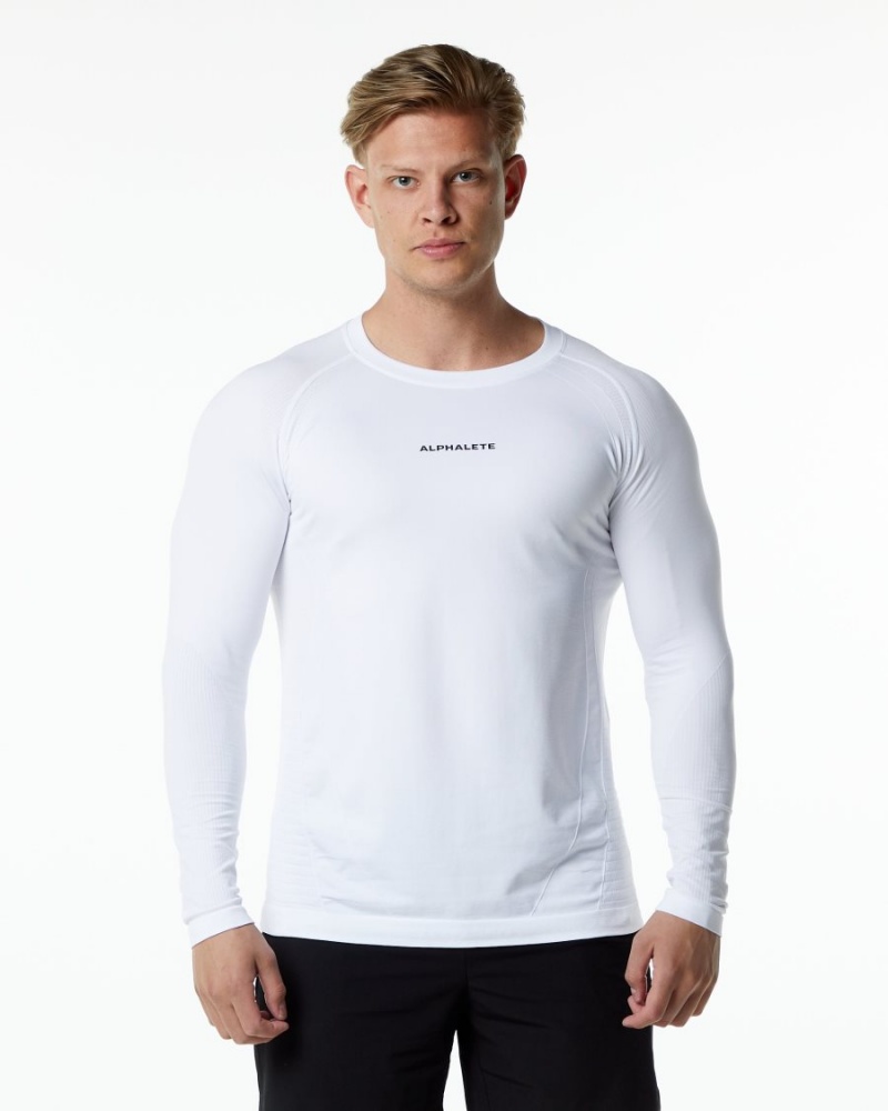 Alphalete Ozone LS Tee Miesten Paidat Valkoinen | TIKXJ-8197