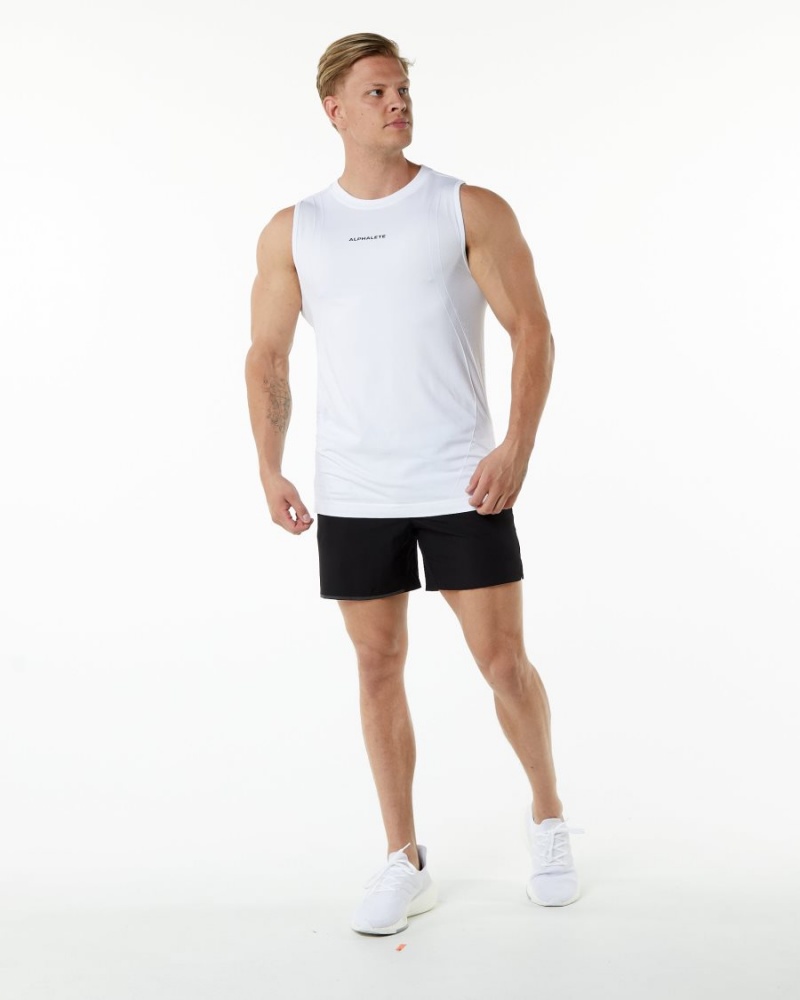 Alphalete Ozone Tank Miesten Hihaton Paita Valkoinen | QKCRI-3794