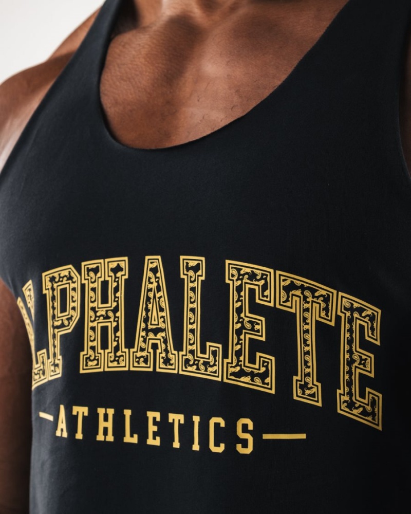 Alphalete Paisley Print Raw Cut Tank Miesten Hihaton Paita Mustat | REIWL-8279