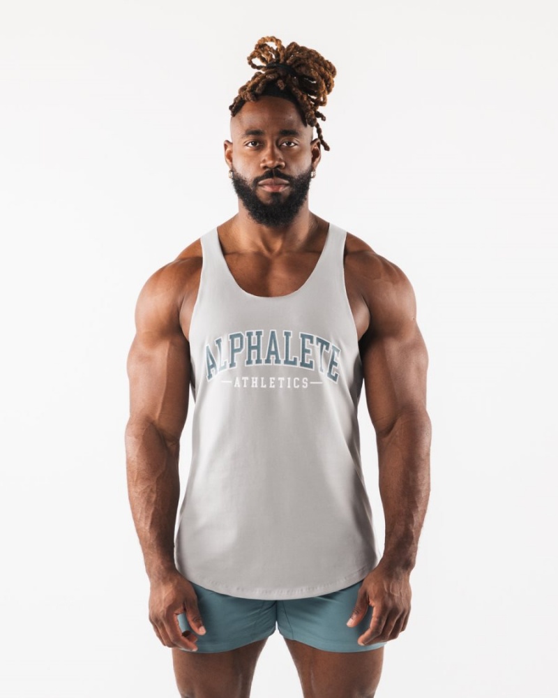 Alphalete Paisley Print Raw Cut Tank Miesten Hihaton Paita Harmaat | JBPXF-7193