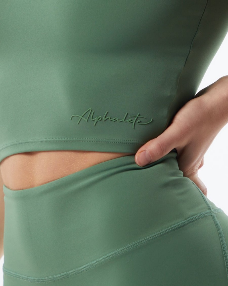 Alphalete Pulse Zip Tank Naisten Hihaton Paita Vihreä | GVFZN-7804