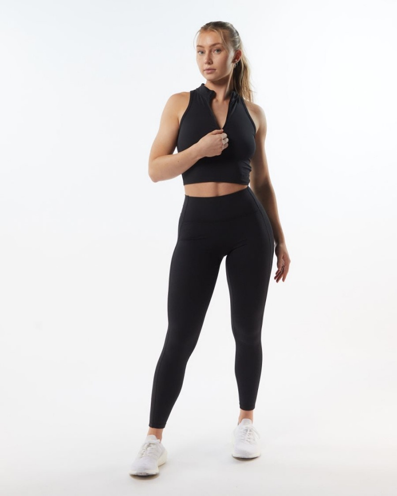 Alphalete Pulse Zip Tank Naisten Hihaton Paita Blackout | CWDRV-5602