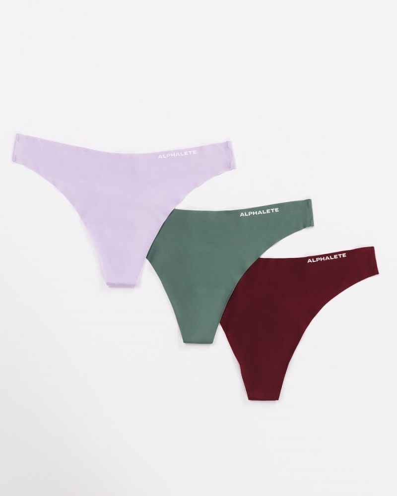 Alphalete Seamless Ranne 3pk Naisten Alusvaatteet Lilac / Sangria / Jade | CQBTD-8021