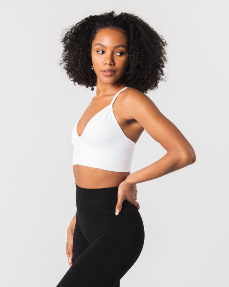 Alphalete Seamless Ribbed Bra Naisten Urheiluliivi Valkoinen | CHYWG-7495