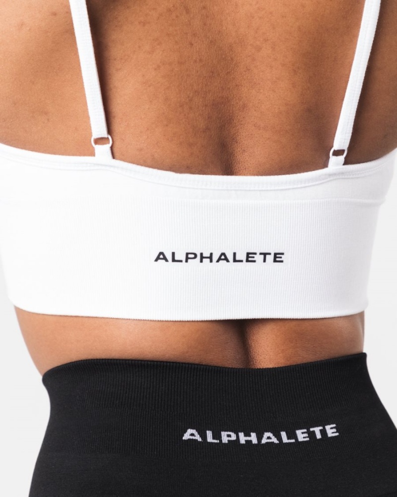 Alphalete Seamless Ribbed Bra Naisten Urheiluliivi Valkoinen | CHYWG-7495