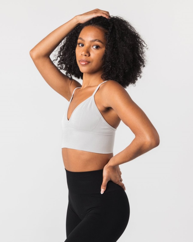 Alphalete Seamless Ribbed Bra Naisten Urheiluliivi Harmaat | WAPLV-0547