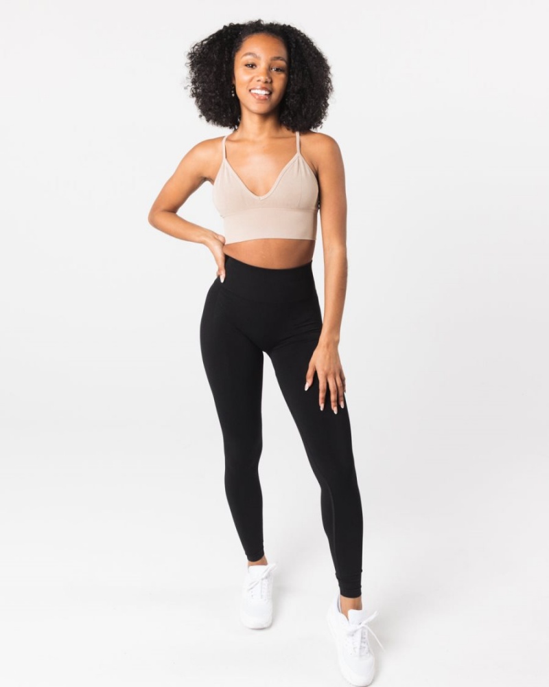 Alphalete Seamless Ribbed Bra Naisten Urheiluliivi Linen | AYMCG-7963