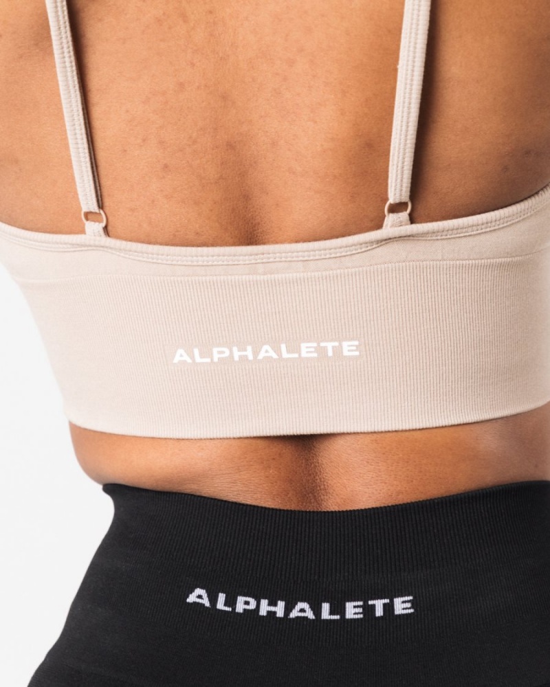 Alphalete Seamless Ribbed Bra Naisten Urheiluliivi Linen | AYMCG-7963