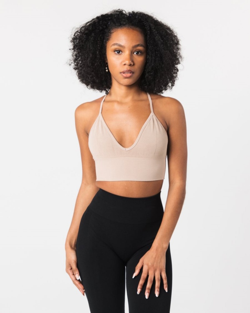 Alphalete Seamless Ribbed Bra Naisten Urheiluliivi Linen | AYMCG-7963