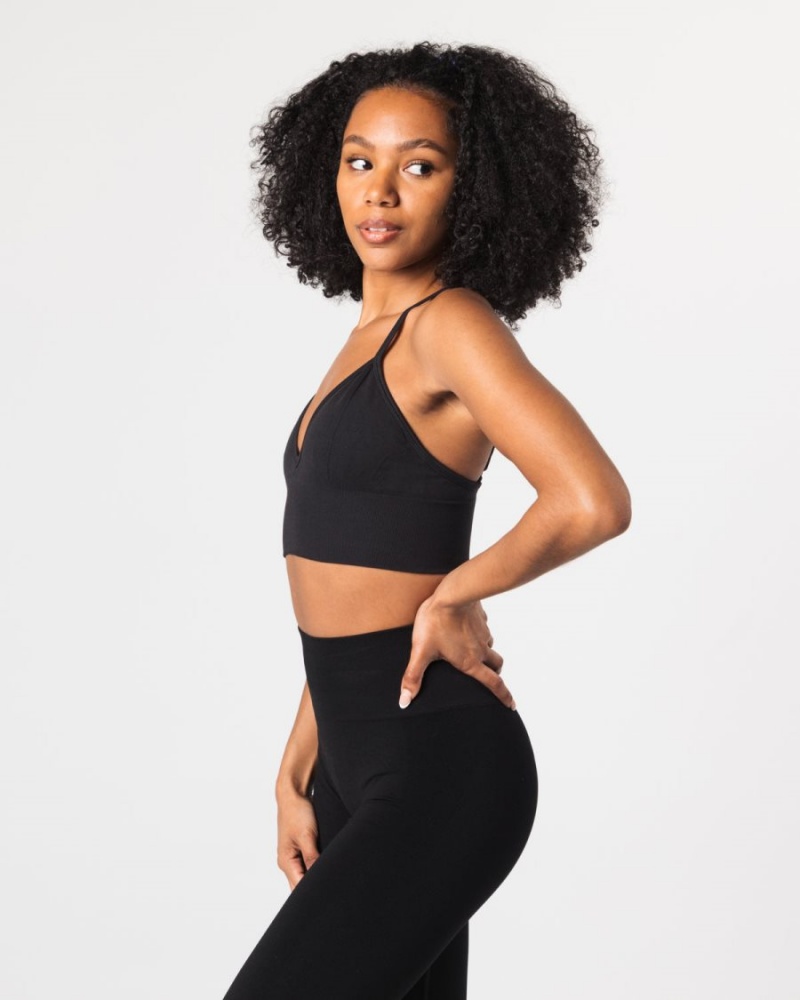 Alphalete Seamless Ribbed Bra Naisten Urheiluliivi Mustat | TOAPR-0718