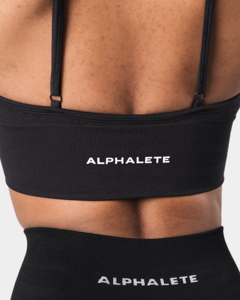 Alphalete Seamless Ribbed Bra Naisten Urheiluliivi Mustat | TOAPR-0718