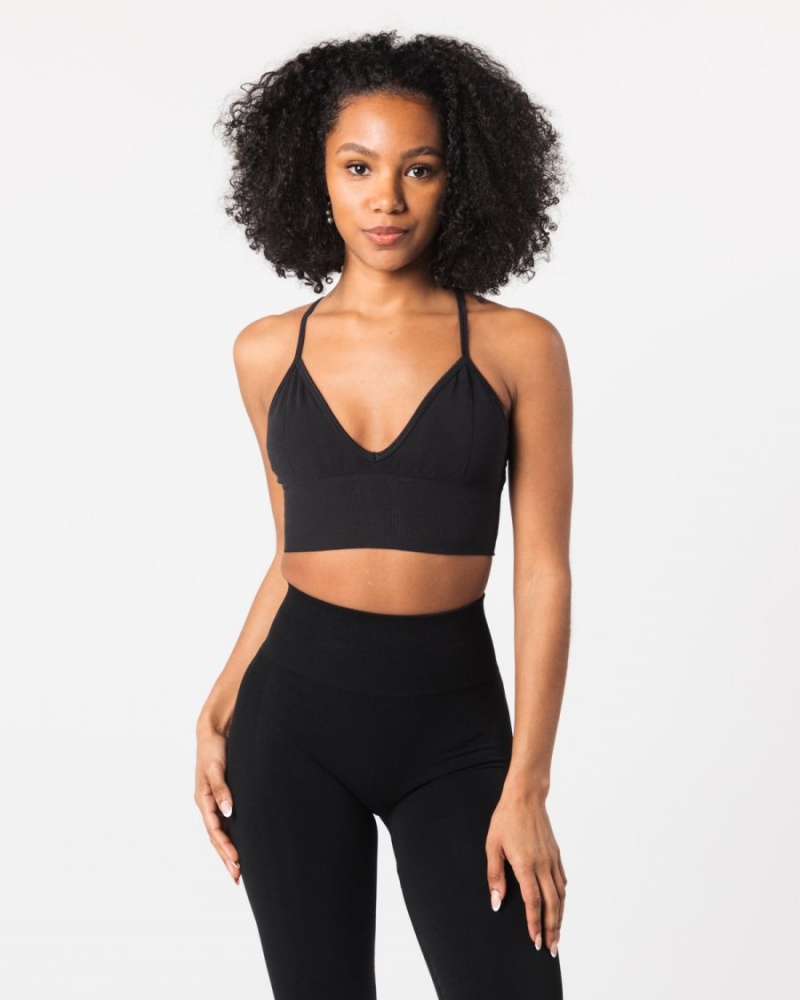 Alphalete Seamless Ribbed Bra Naisten Urheiluliivi Mustat | TOAPR-0718