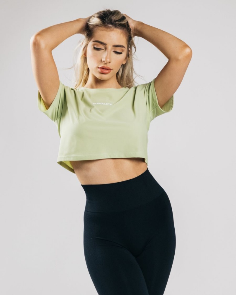 Alphalete Signature Mesh Crop Naisten Paidat Vaaleanvihreä | OYUFZ-2738