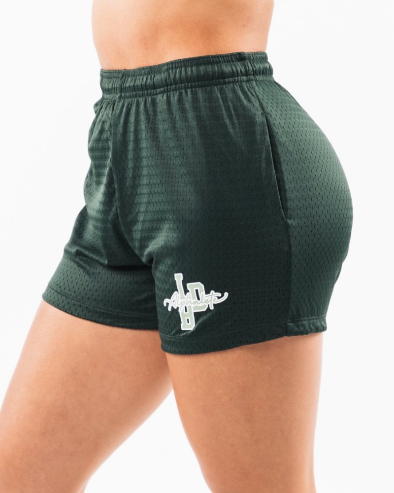 Alphalete Signature Mesh Lyhyt 4" Naisten Shortsit Evergreen | LFSEV-5731