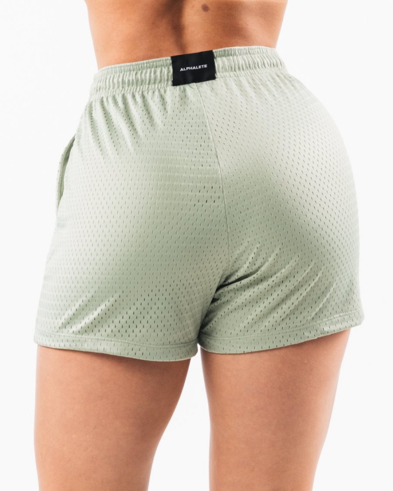 Alphalete Signature Mesh Lyhyt 4" Naisten Shortsit Sage | VFAXB-7950