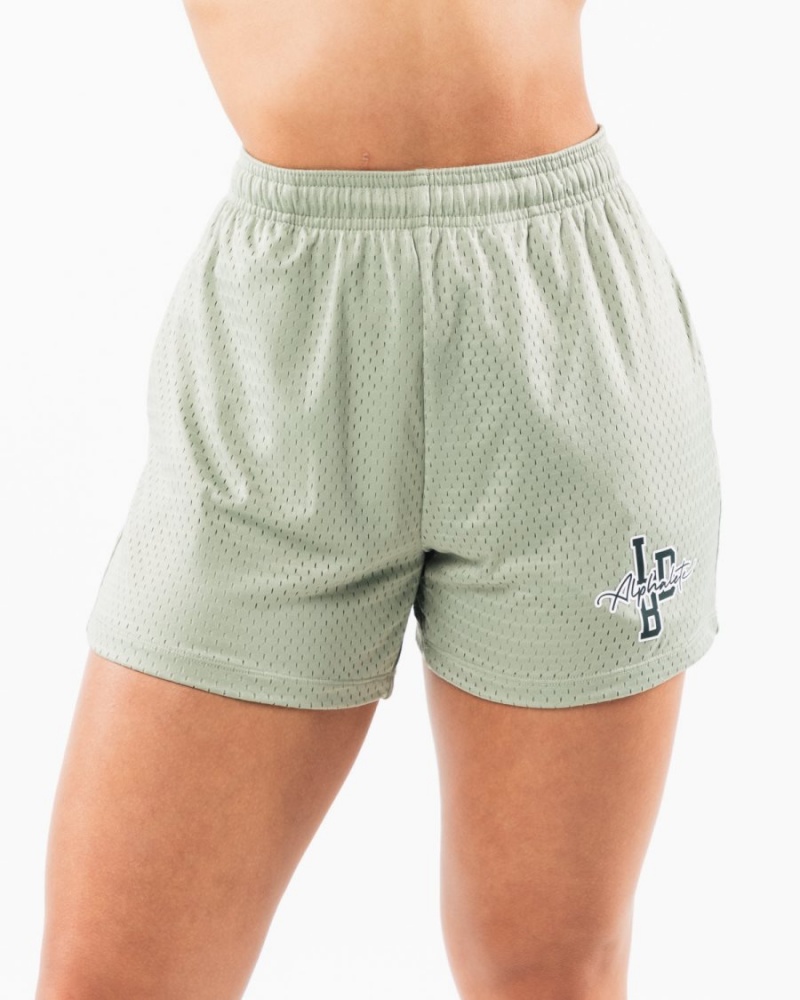 Alphalete Signature Mesh Lyhyt 4" Naisten Shortsit Sage | VFAXB-7950