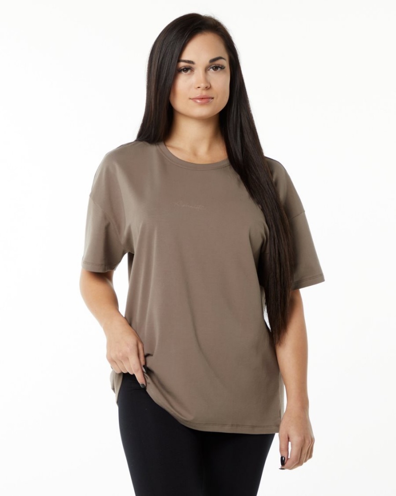 Alphalete Signature Oversized Tee Naisten Paidat Mocha | ZERWJ-2370